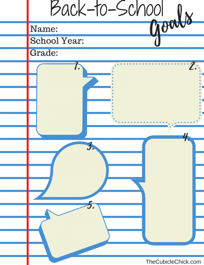 Back to School Goals Printable